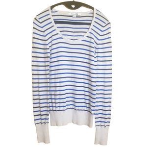 Forever 21 White Blue and Black Striped Top